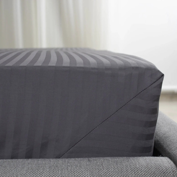 Простирадло-чохол на резинці полуторна ТЕП Сатин Graphite 2-04797_34316 160х200 см графітова