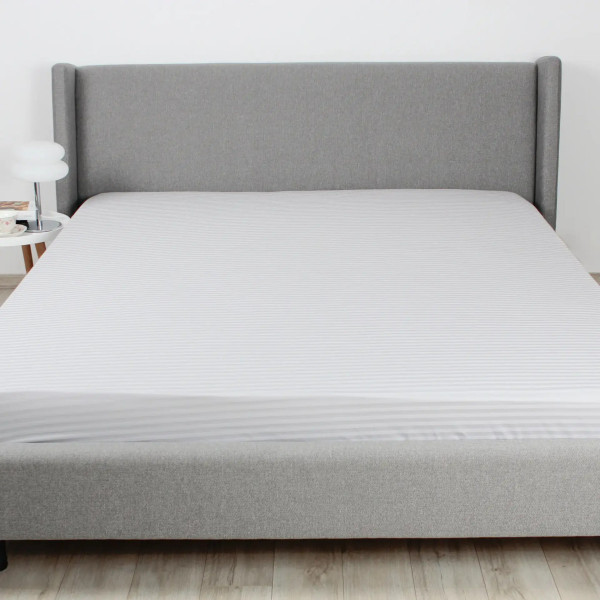 Простирадло-чохол на резинці полуторна ТЕП Сатин Micro Chip 2-04797_34320 160х200 см світло-сіра