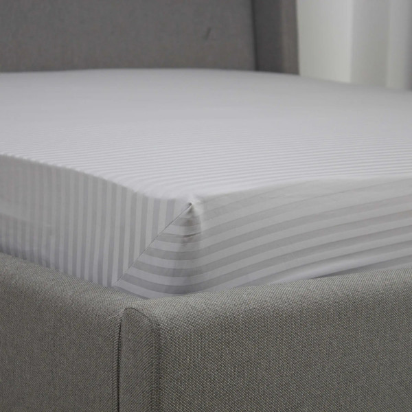 Простирадло-чохол на резинці полуторна ТЕП Сатин Micro Chip 2-04797_34320 160х200 см світло-сіра