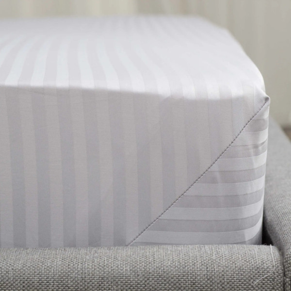 Простирадло-чохол на резинці полуторна ТЕП Сатин Micro Chip 2-04799_34321 180х200 см світло-сіра