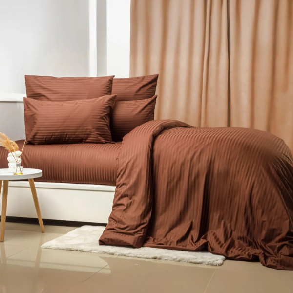 Підковдра полуторна ТЕП СТРАЙП САТИН PREMIUM Chocolate 2-04852_34888 150х215 см шоколадний