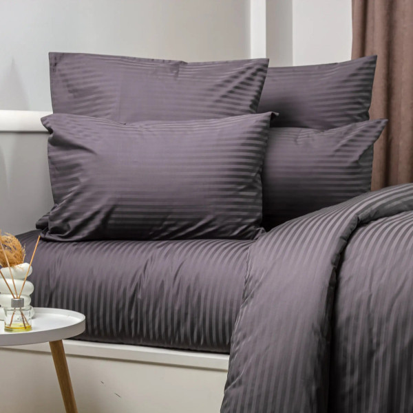 Підковдра полуторна ТЕП СТРАЙП САТИН PREMIUM Graphite 2-04852_34873 150х215 см графітовий