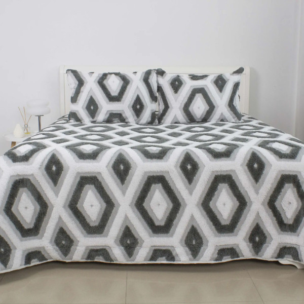 Покривало євро ТЕП Boho 4-05215_35072 240х260 см світло-сіре