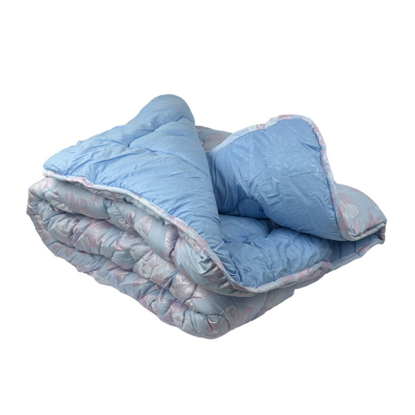 Ковдра євро подвійна 4 сезони з холлофайбера Arda Квітка 21528 195х215 см перламутрова