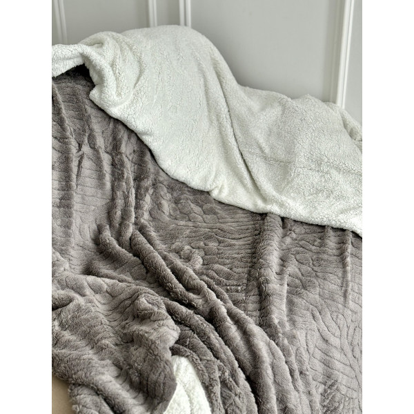 Плед на еко-овчині Dushka Home 21528 200х230 см темно-сірий