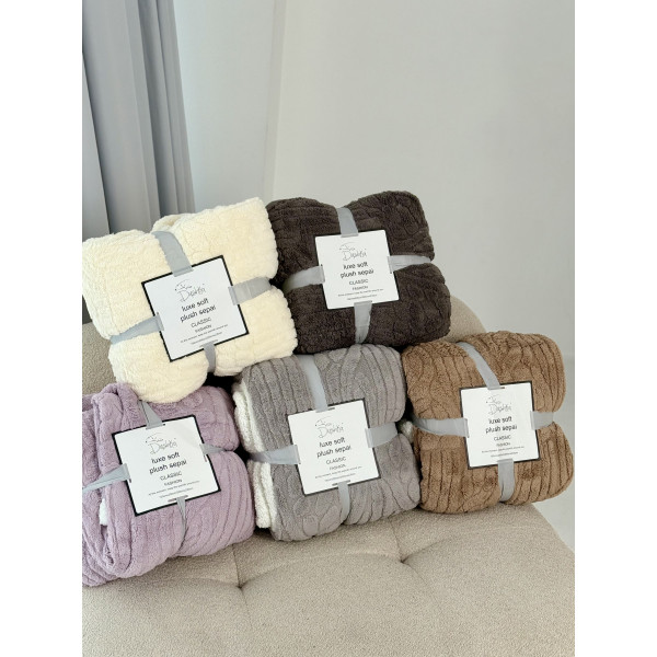 Плед на еко-овчині Dushka Home 21531 200х230 см ліловий