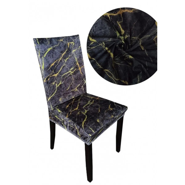 Чохол на стілець універсальний Абстракція Чорний мармур Туреччина 50755