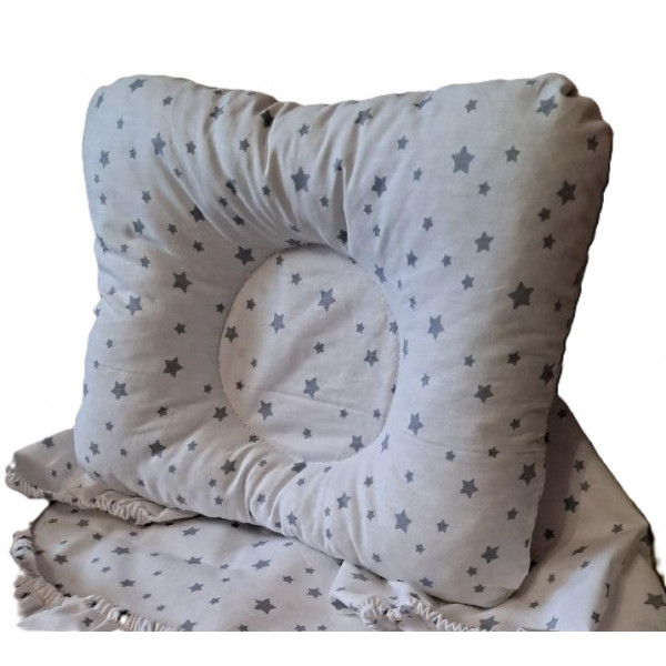 Подушка дитяча ортопедична Сірі зірочки на білому 21631 22х30 см