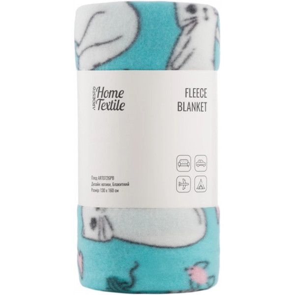 Плед Ardesto FleeСe Котики блакитний ART0726PB 130х160 см