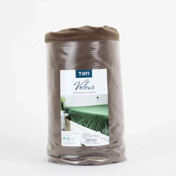 Простирадло на резинці двоспальне ТЕП VELOUR 2-04756_34182 160х200 см шоколадна