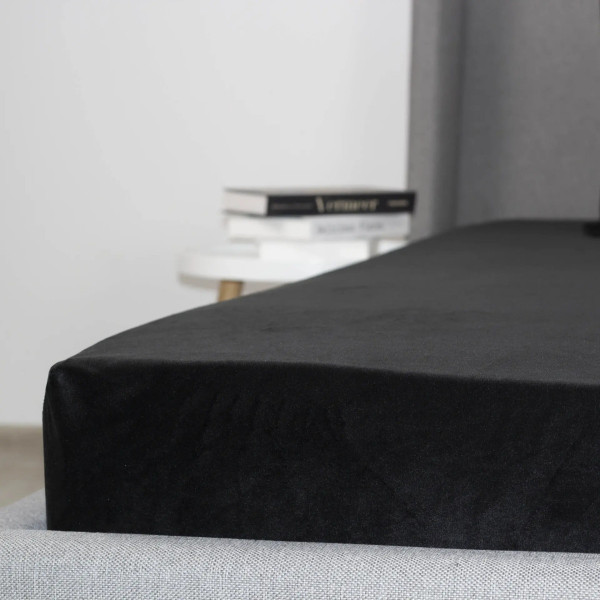 Простирадло на резинці двоспальне ТЕП VELOUR 2-04824_34659 180х200 см чорна