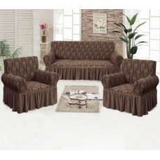 Набір чохлів на тримісний диван і 2 крісла Love You жаккард 81106 3 предмети шоколадний