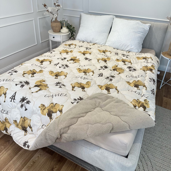 Ковдра євро відкрита двостороння з вовни Arda Camell wool 21438 195х215 см бежева
