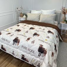 Ковдра євро відкрита двостороння з вовни Arda Pure Wool 21447 195х215 см шоколадне