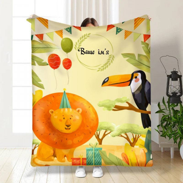 Плед 3D іменний Дитячий Саванна 15661 135х160 см