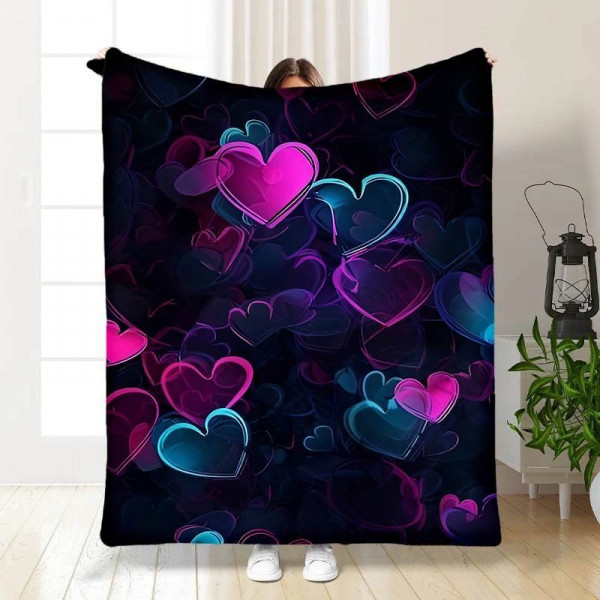 Плед 3D Неонові сердечка 15687 135х160 см