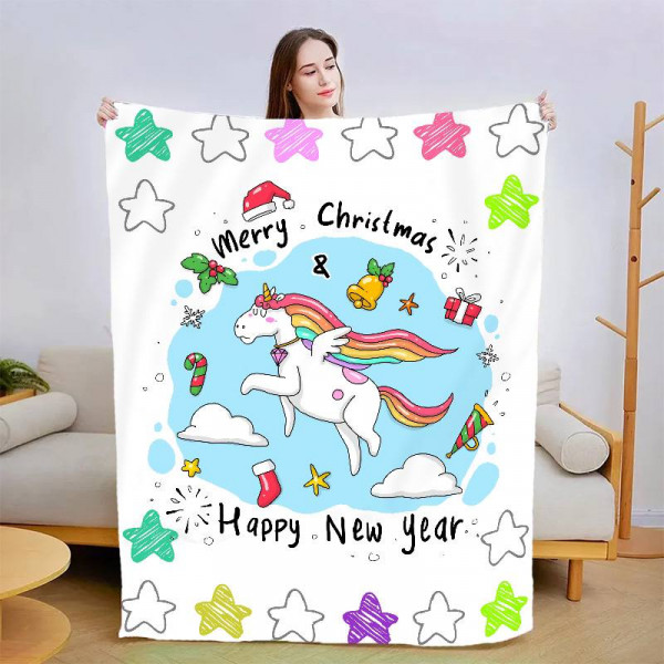 Плед 3D новорічний Єдиноріг Новорічний 13526 135х160 см