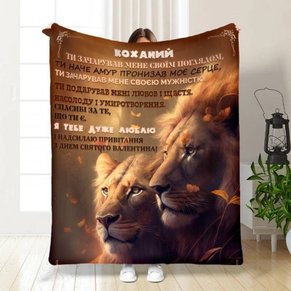 Плед 3D з побажаннями Моєму Улюбленому Леву 15591 160х200 см