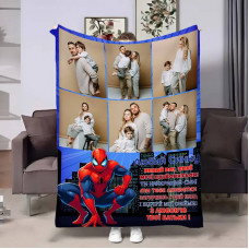 Плед 3D зі своїм фото для сина Сину Людина Павук на 6 фото 17874 160х200 см