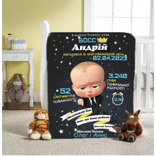 Плед 3D зі своїми побажаннями з метрикою "У нашому будинку живе БОСС" для хлопчика 20222392_C 11593 80х100 см