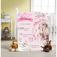 Плед 3D зі своїми побажаннями з метрикою Весняна квіточка 20222391_C 11590 80х100 см