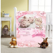 Плед 3D зі своїми побажаннями з метрикою Магічні метелики для маленької принцеси для дівчинки з фото 20222386_C 11575 80х100 см