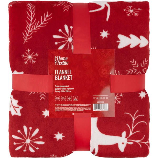 Плед Ardesto Christmas Flannel Олені Червоний ART0126PB 160х200 см