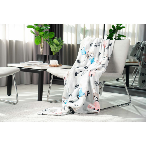 Плед Ardesto Flannel Бульдоги ART-0112-PB 160х200 см молочний