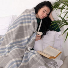 Кашеміровий плед Love You 4483 140х200 см світло-сірий з блакитним