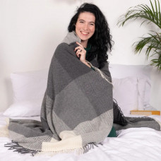 Плед мериносовий Love You Клітка 4502 140х200 см світло-сірий з темно-сірим