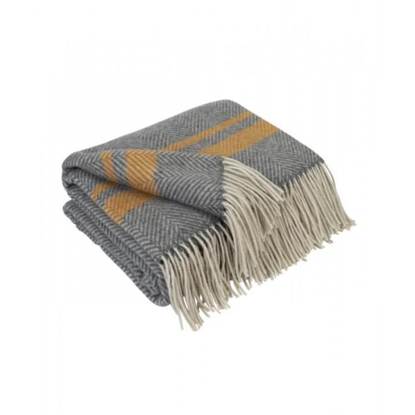 Плед мериносовий однотонний із смужками Love You 4503 140х200 см гірчичний