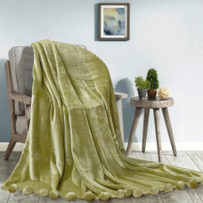 Плед хутряний з помпонами Love You 181159 150х200 см зелений