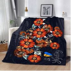 Плед патріотичний 3D Петриківський розпис Україна 12361 135х160 см