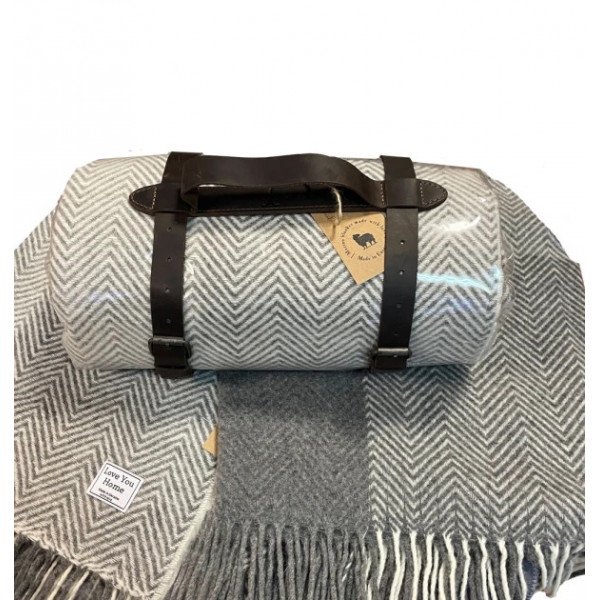 Плед тревел мериносовий Love You 4628 140х200 см білий із сірим