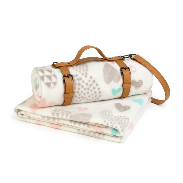 Плед тревел флісовий Love You Ніжні серця 9105R 150x200 см