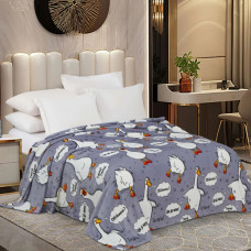 Плед флісовий Love You Гуси 8285 200х220 см сірий