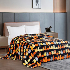 Плед флісовий Love You Коти 8176 150х200 см чорний