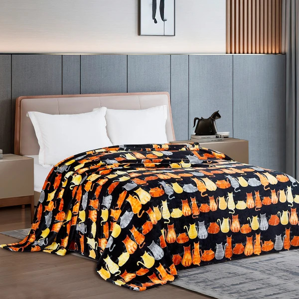 Плед флісовий Love You Коти 8176 150х200 см чорний