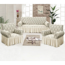 Набір чохлів на тримісний диван і 2 крісла Love You жаккард 81103 3 предмети кремовий