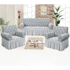 Набір чохлів на тримісний диван і 2 крісла Love You жаккард 81104 3 предмети світло-сірий