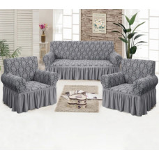 Набір чохлів на тримісний диван і 2 крісла Love You жаккард 81105 3 предмети сірий
