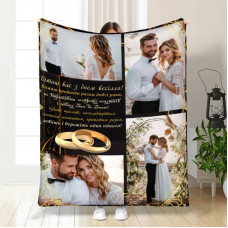 Плед 3D зі своїм фото для молодят Щасливий день 16626 135х160 см