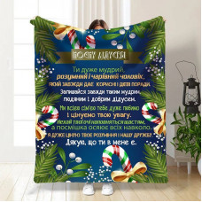 Плед 3D новогодний со своими пожеланиями для дедушки Зимняя сказка для дедушки 15496 160х200 см