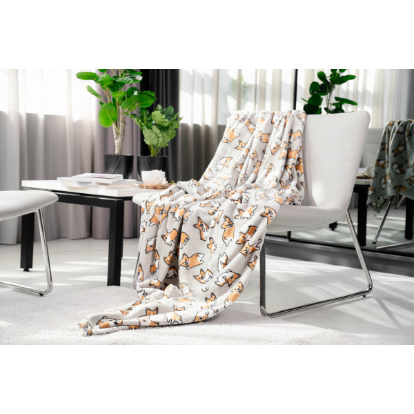 Плед Ardesto Flannel Корги ART-0109-PB 160х200 см сірий