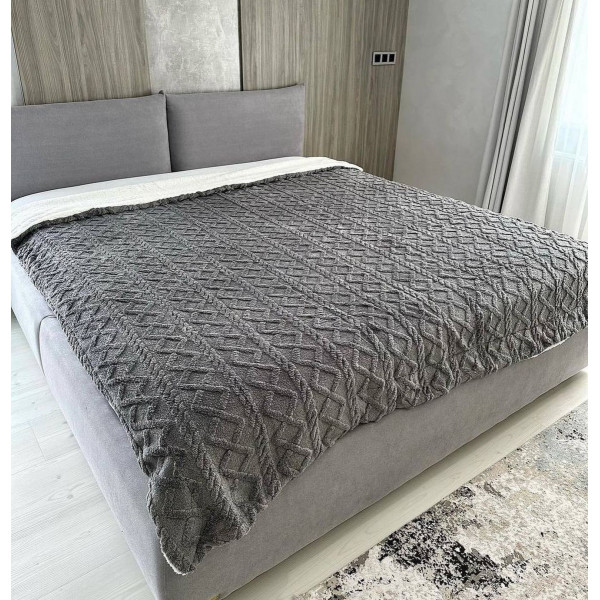 Плед Dushka Home Візерунок 20769 200х230 см графітовий