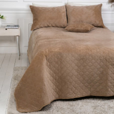 Покривало полуторне ТЕП Velour Ромб круглий 4-00515-22470 150х210 см золотий беж