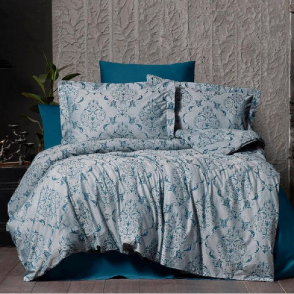 Постільна білизна євро Arya Arya Vogue Органік Жаккард Paris AR-A107256-Petrol-green 200x220 см бензиново-зелений