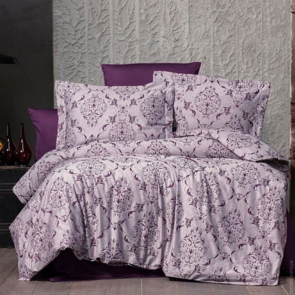Постільна білизна євро Arya Arya Vogue Органік Жаккард Paris AR-A107256-Violet 200x220 см фіолетовий