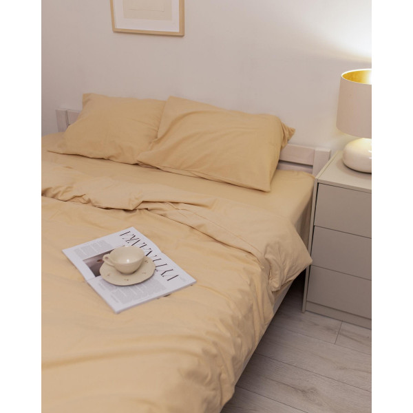 Постільна білизна євро Dushka Home Байка 20666 200х220 см пісочна