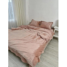 Постільна білизна плюшева євро Dushka Home 20838 200х220 см пудрова